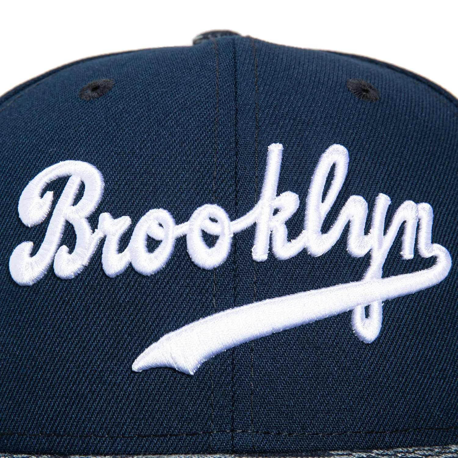 New Era 59Fifty Brooklyn Dodgers Script 1955 World Series Patch Hat - Navy, Denim