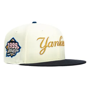 New Era 59Fifty New York Yankees 1999 World Series Patch Script Hat - White, Navy