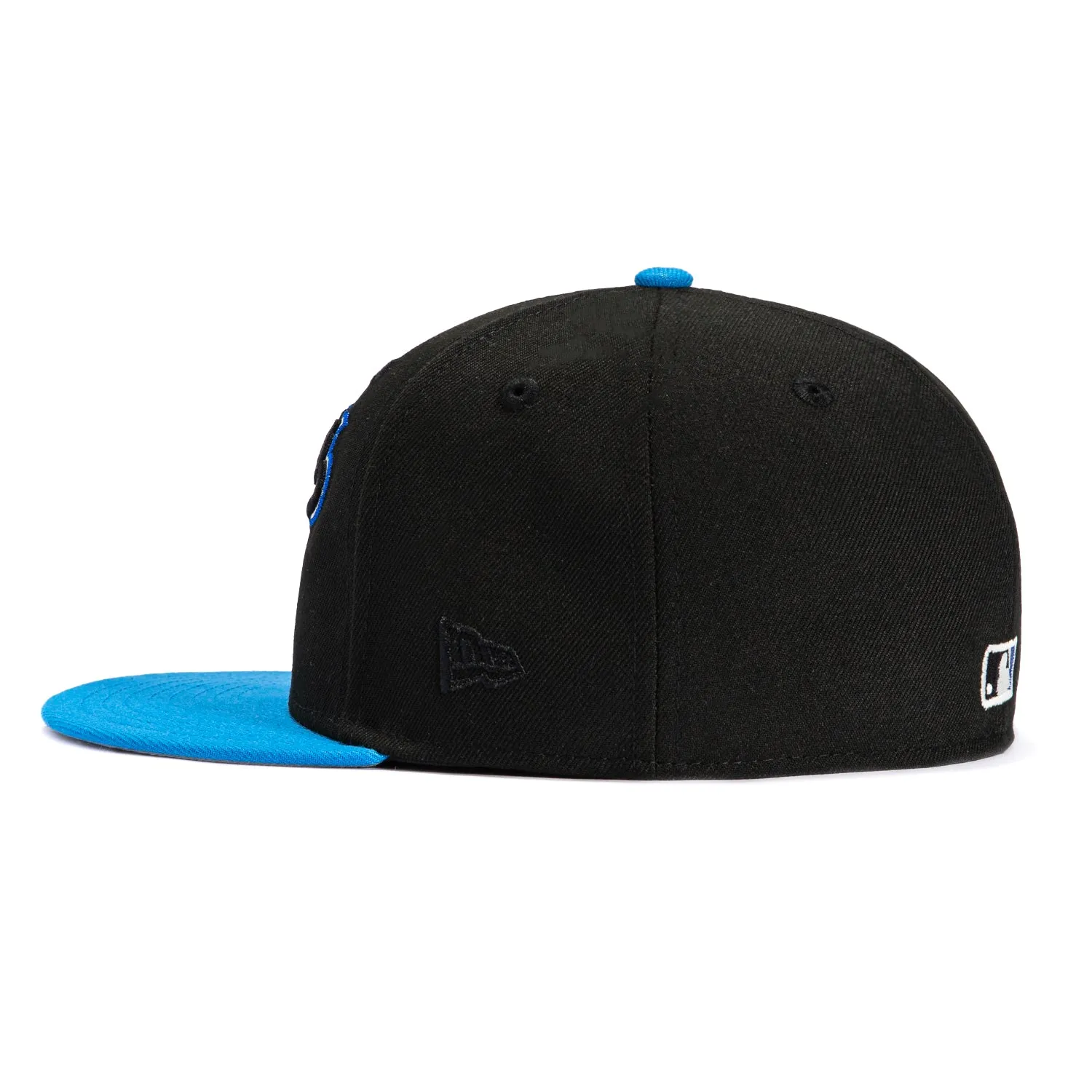 New Era 59Fifty Oakland Athletics Rickey Henderson Field Patch Script Hat - Black, Neon Blue