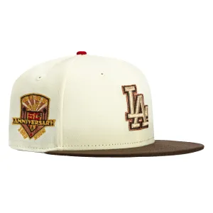 New Era 59Fifty Valentine's Day Los Angeles Dodgers 50th Anniversary Patch Hat - White, Brown