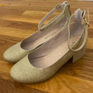 Nina Girls Gold Sparkling Heels Size 4
