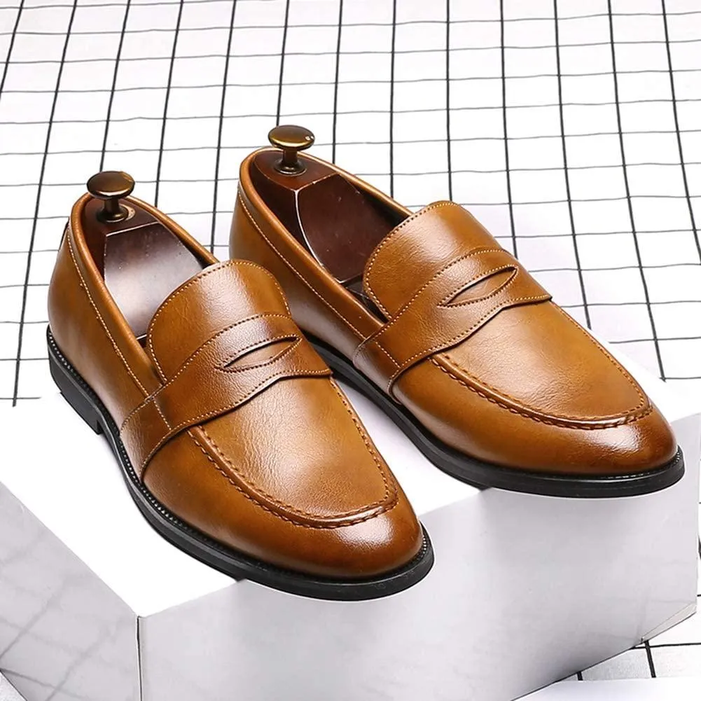 NXY Black &amp; Yellow Penny Loafers for Men丨Premium Fabric Leather Fashion Dress Loafers &amp; Slip On Driving Shoes - Classic Elegant Loafers for Men