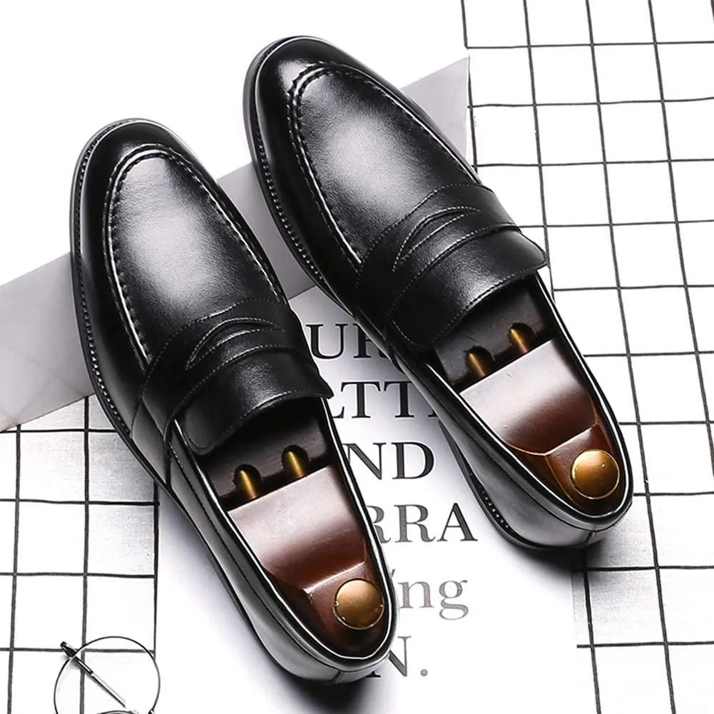 NXY Black &amp; Yellow Penny Loafers for Men丨Premium Fabric Leather Fashion Dress Loafers &amp; Slip On Driving Shoes - Classic Elegant Loafers for Men