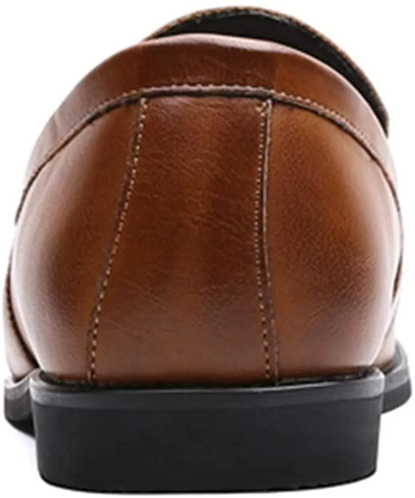 NXY Black &amp; Yellow Penny Loafers for Men丨Premium Fabric Leather Fashion Dress Loafers &amp; Slip On Driving Shoes - Classic Elegant Loafers for Men