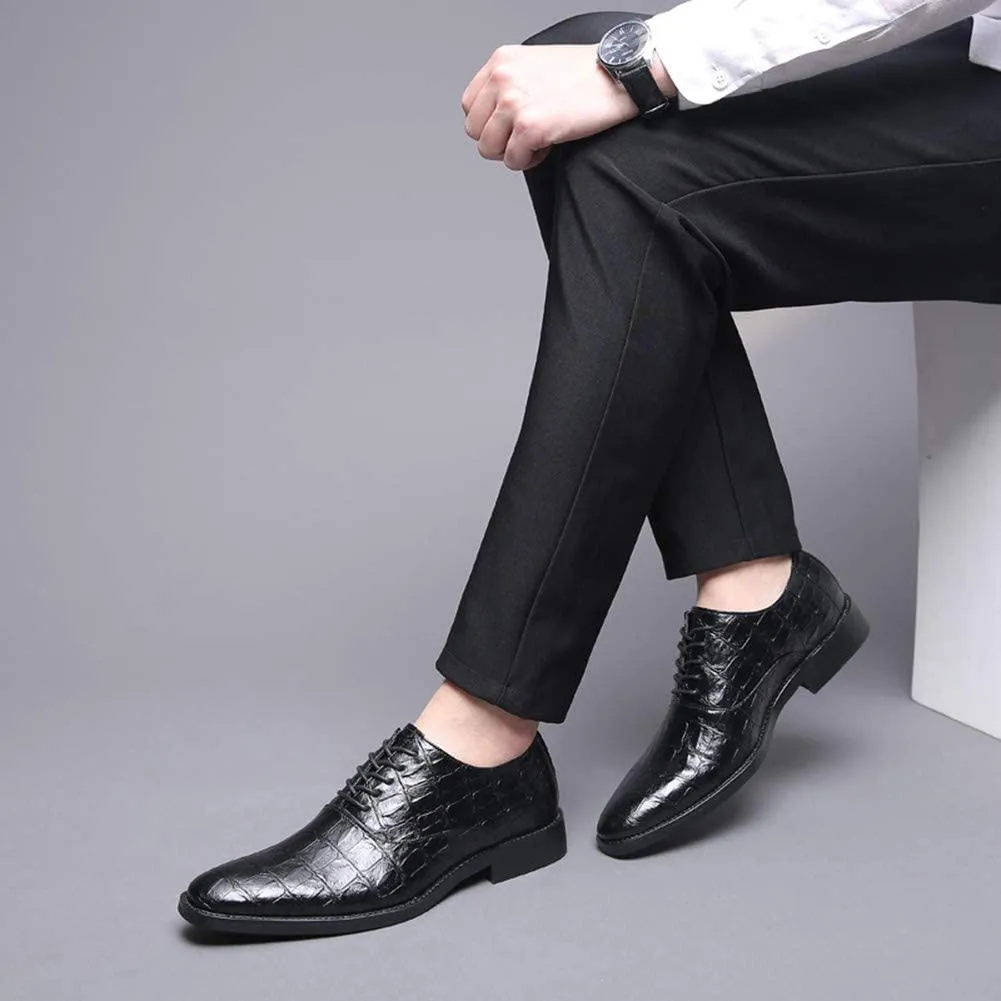 NXY Black Lace-Up Loafers for Men, Soft Fabric Leather Italian Fashion Mens Loafers, Classic Pointed Toe Dress Shoes &amp; Driving Loafers for Men