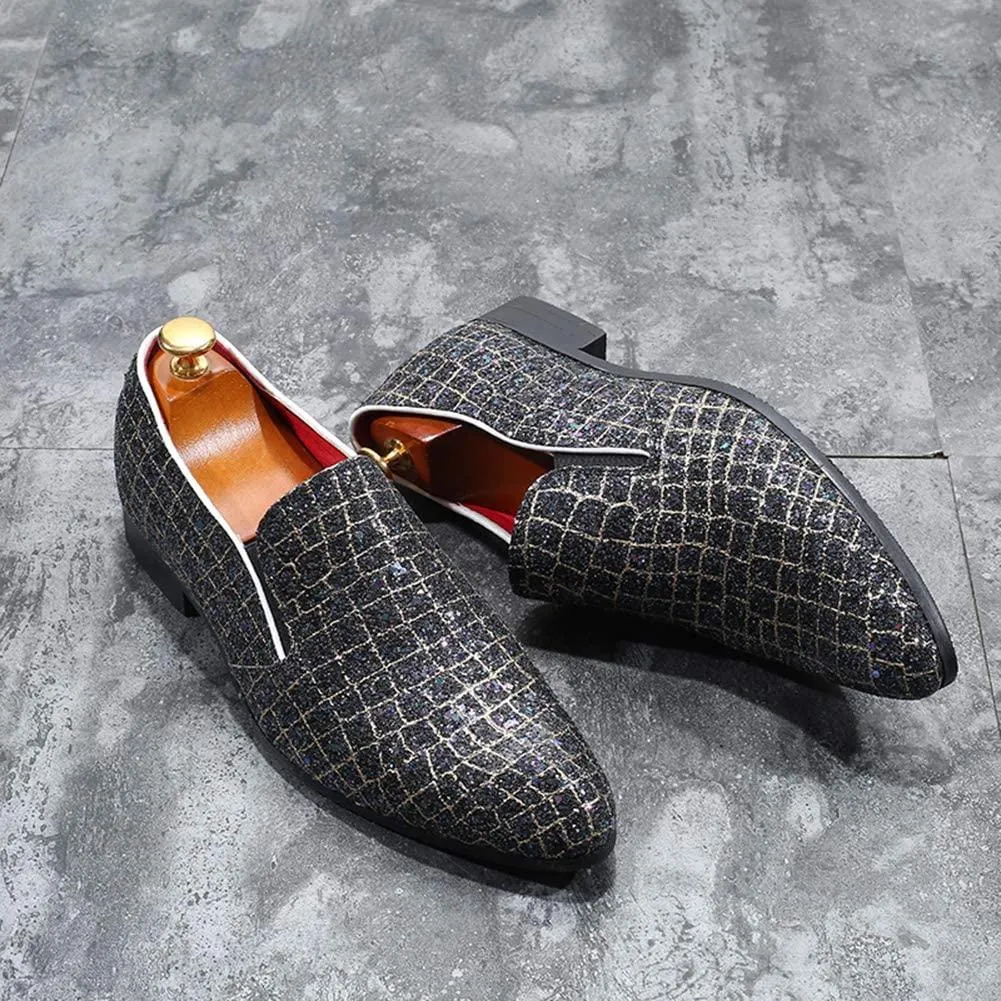 NXY Blue &amp; Black Penny Loafers for Men丨Soft Paillette Leather Fashion Slip-on Loafers &amp; Luxury Driving Shoes - Elegant Dress Loafers for Men
