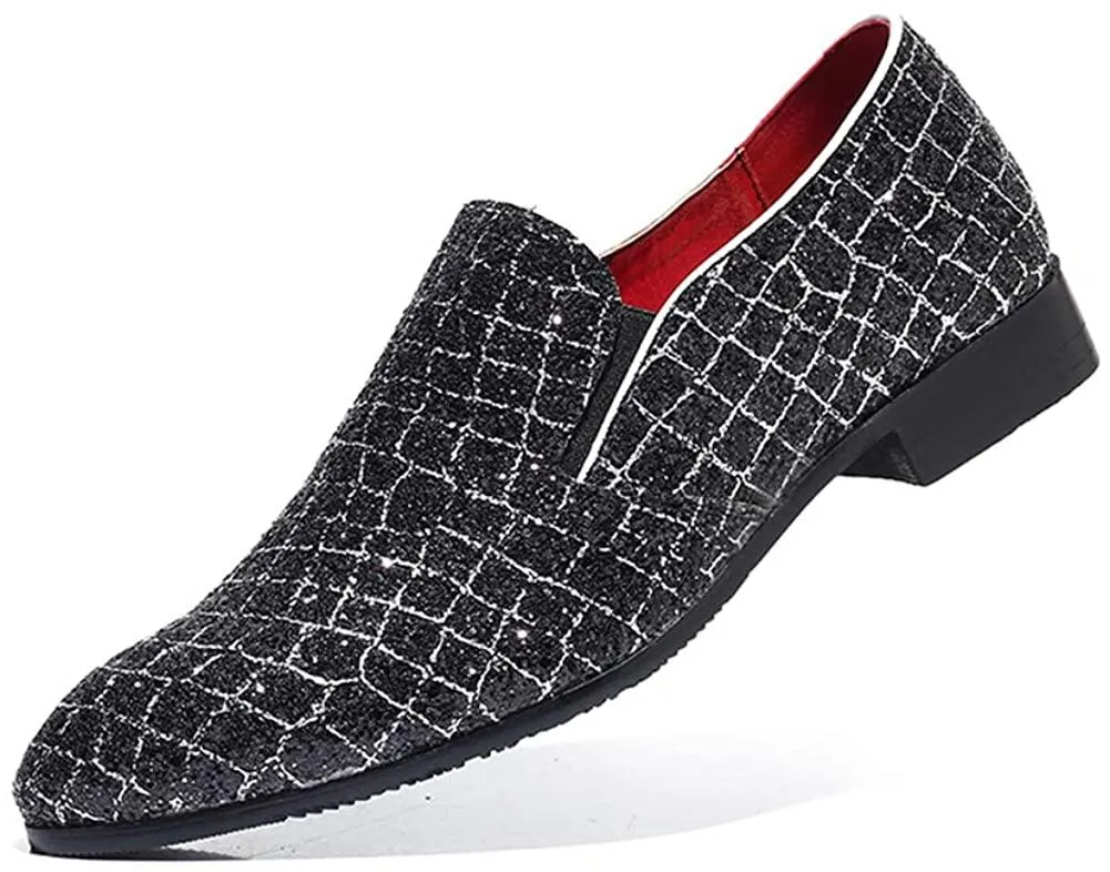 NXY Blue &amp; Black Penny Loafers for Men丨Soft Paillette Leather Fashion Slip-on Loafers &amp; Luxury Driving Shoes - Elegant Dress Loafers for Men