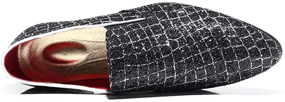 NXY Blue &amp; Black Penny Loafers for Men丨Soft Paillette Leather Fashion Slip-on Loafers &amp; Luxury Driving Shoes - Elegant Dress Loafers for Men