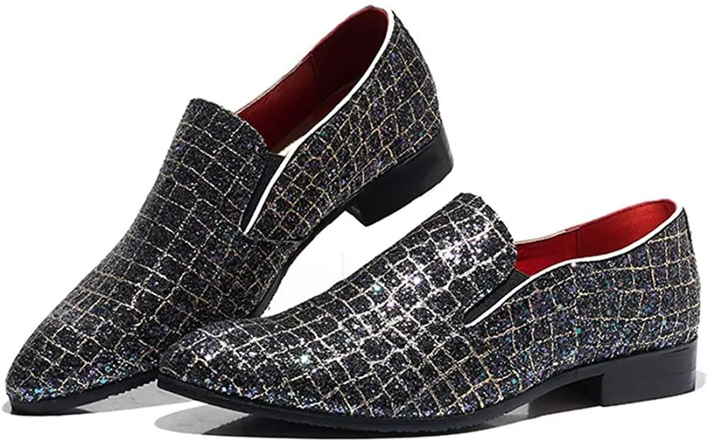 NXY Blue &amp; Black Penny Loafers for Men丨Soft Paillette Leather Fashion Slip-on Loafers &amp; Luxury Driving Shoes - Elegant Dress Loafers for Men