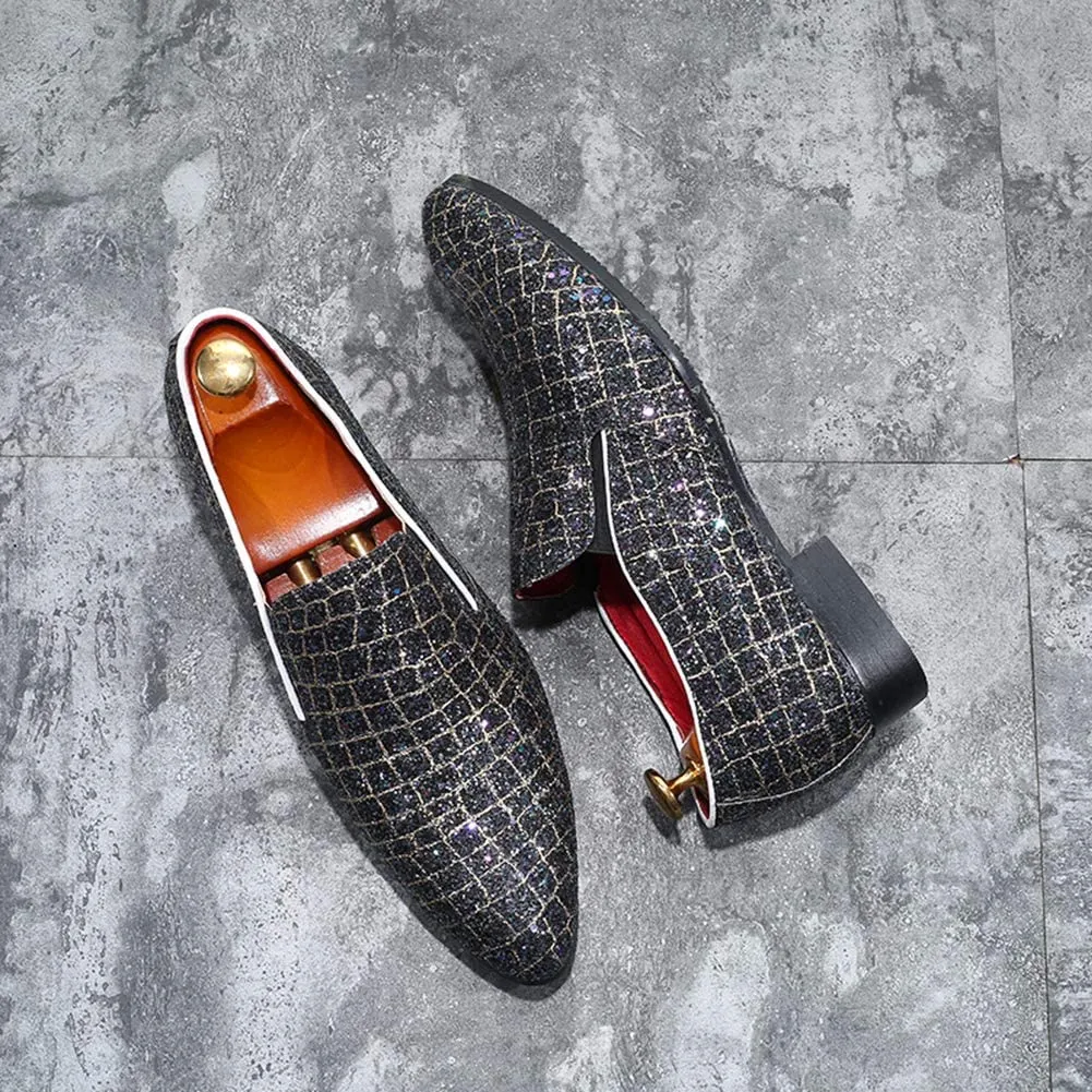 NXY Blue &amp; Black Penny Loafers for Men丨Soft Paillette Leather Fashion Slip-on Loafers &amp; Luxury Driving Shoes - Elegant Dress Loafers for Men