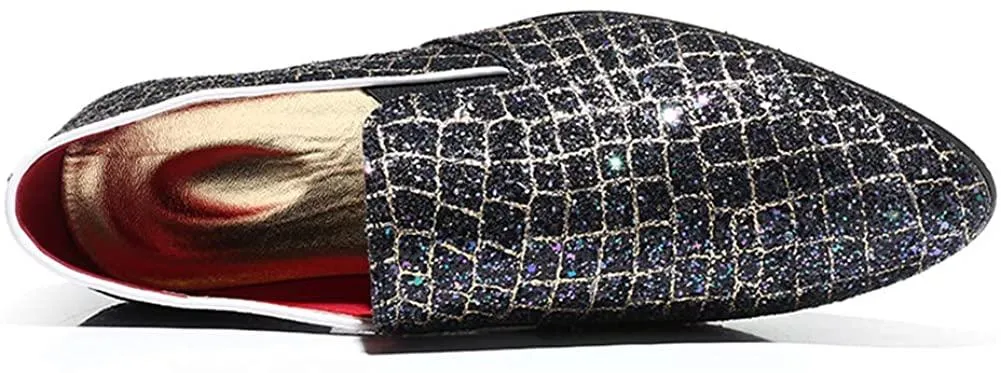 NXY Blue &amp; Black Penny Loafers for Men丨Soft Paillette Leather Fashion Slip-on Loafers &amp; Luxury Driving Shoes - Elegant Dress Loafers for Men