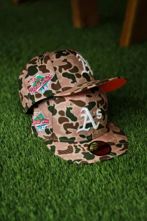 OAKLAND ATHLETICS DUCK CAMO FITTED W/ ORANGE UNDER VISOR