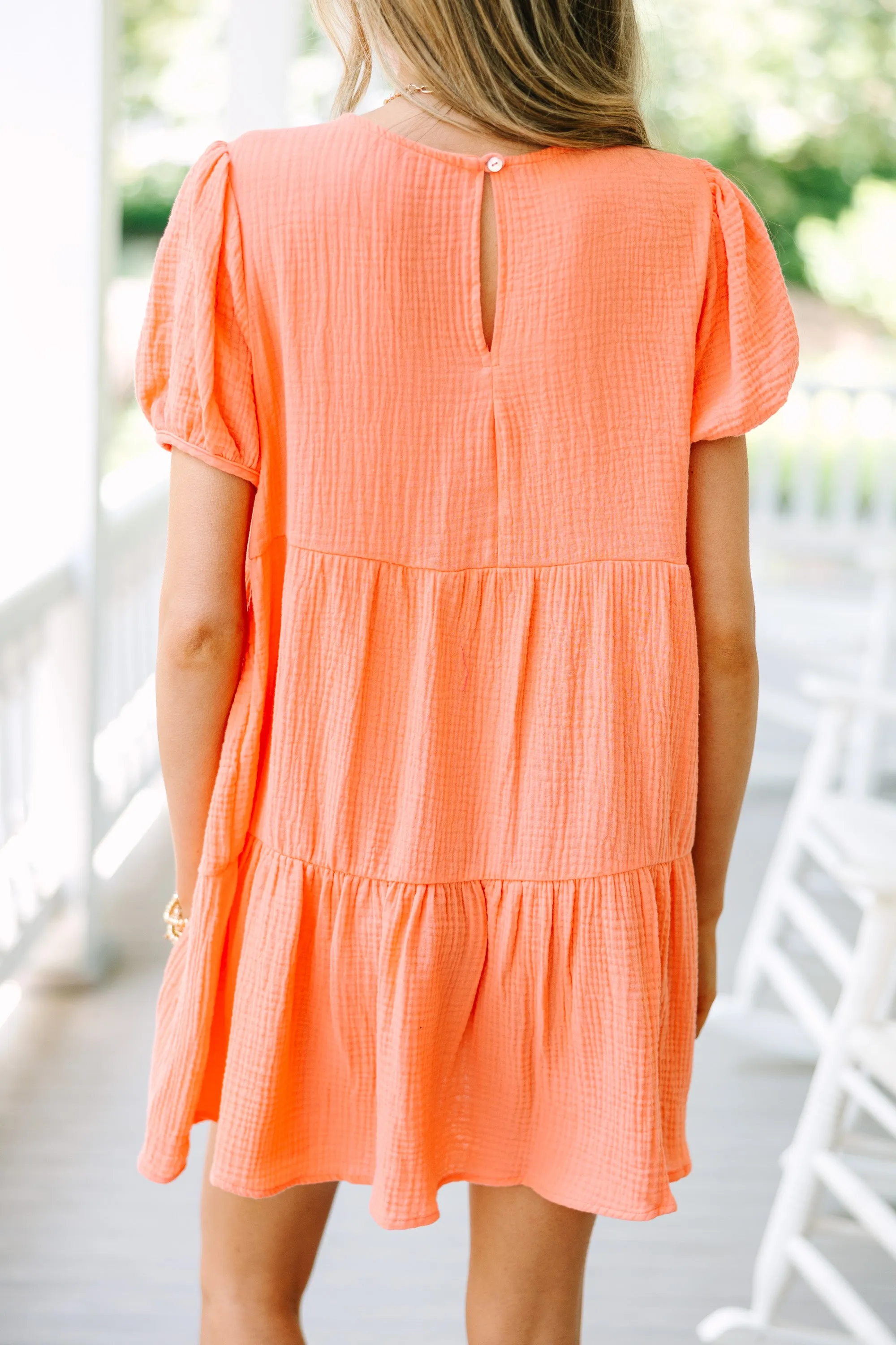 Off To A Good Start Peach Orange Gauze Dress