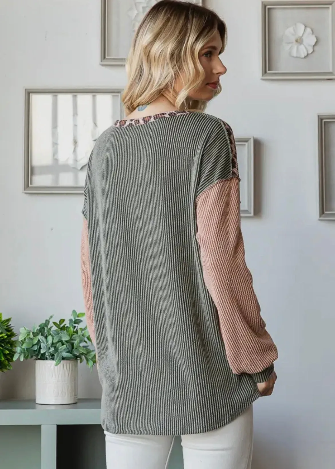 Olive Tan & Leopard Top