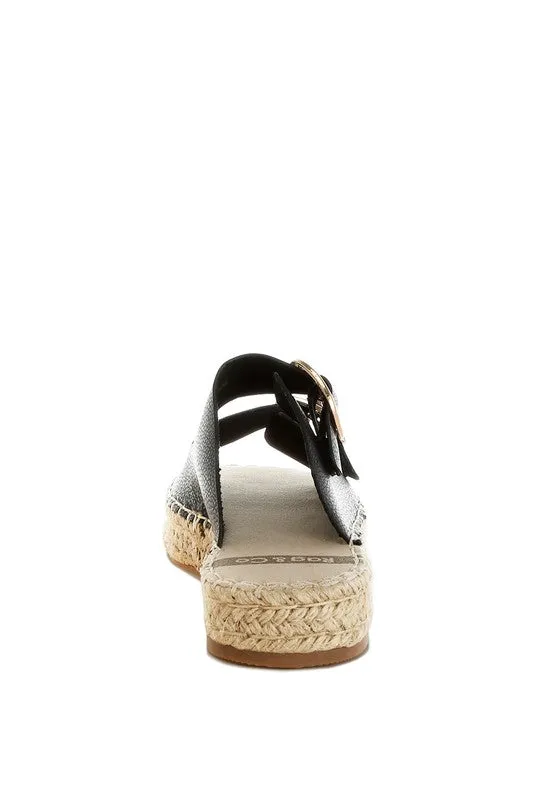 Palala Leather Espadrilles – Square Toe, Flatform, Cushioned, Black or White Shoes by Rag Company