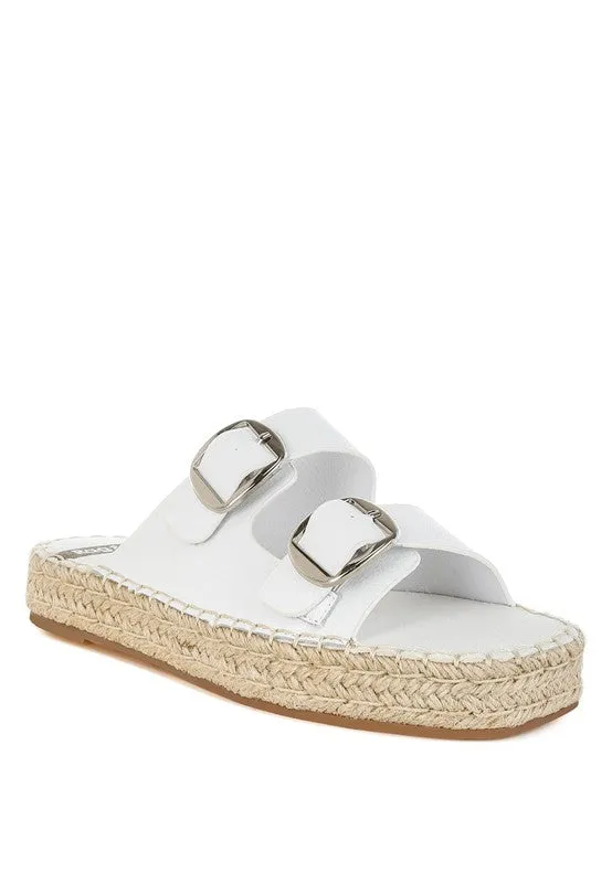 Palala Leather Espadrilles – Square Toe, Flatform, Cushioned, Black or White Shoes by Rag Company