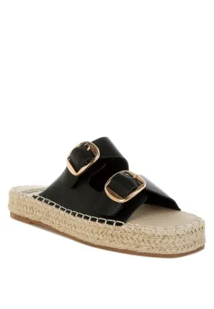 Palala Leather Espadrilles – Square Toe, Flatform, Cushioned, Black or White Shoes by Rag Company