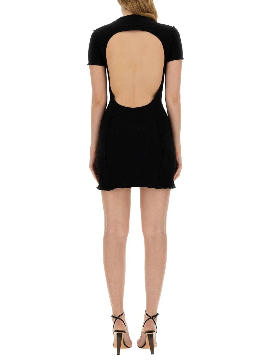 Palm Angels Black Ribbed Knit Mini Dress