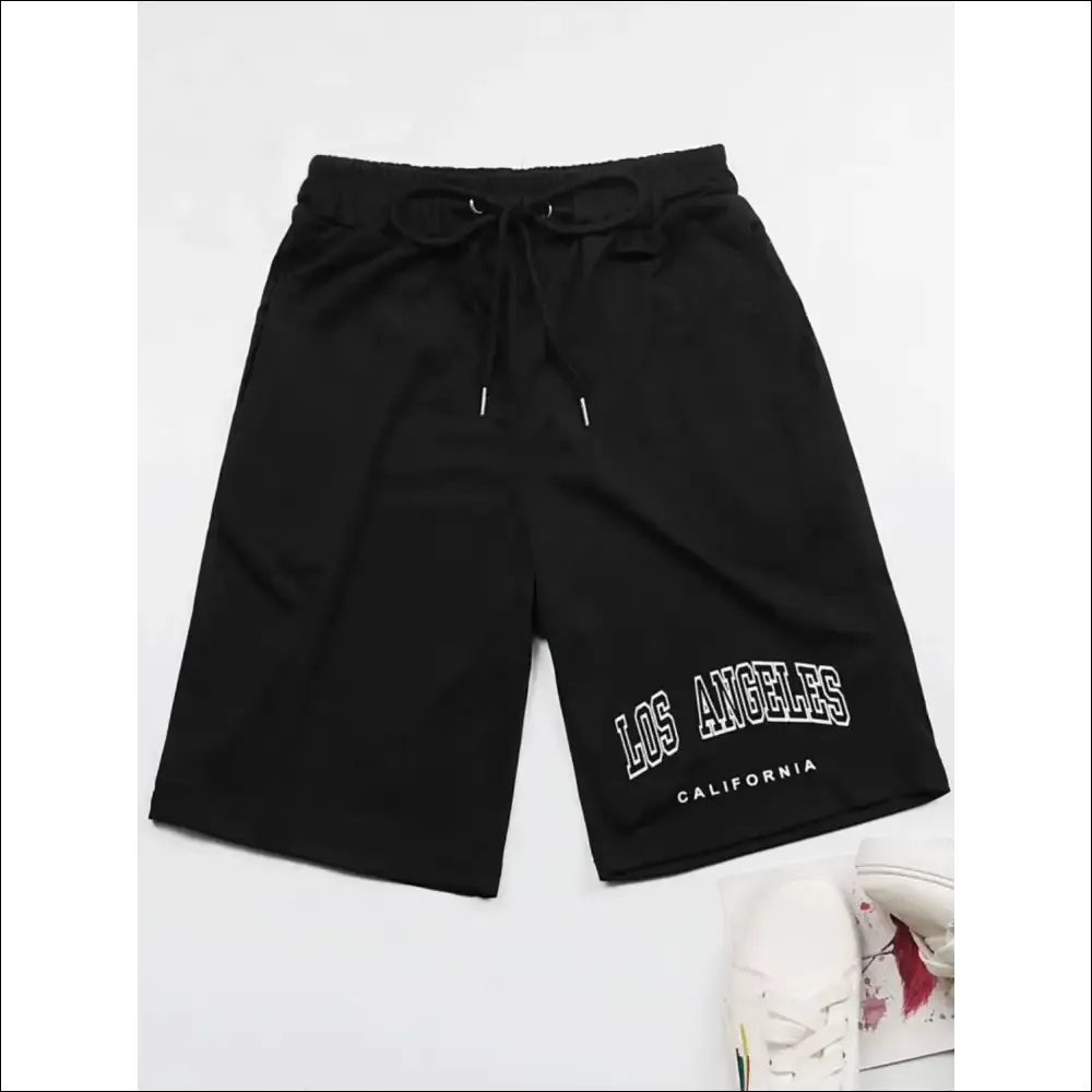 Perfee Los Angeles California Graphic Drawstring Shorts