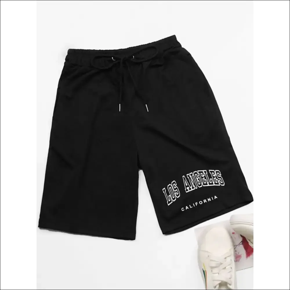 Perfee Los Angeles California Graphic Drawstring Shorts