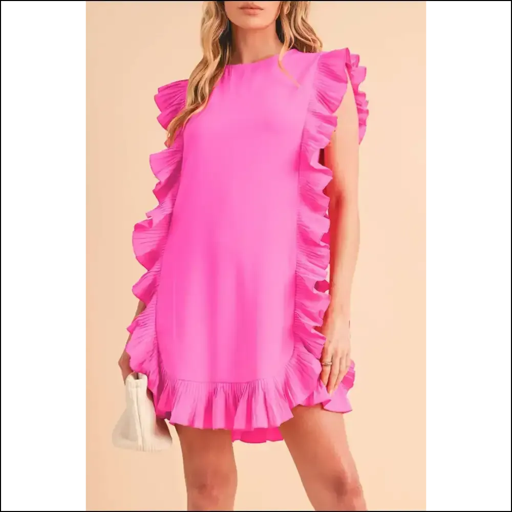 Pink Ruffle Trim Mini Dress: Needful Things Approved  😈
