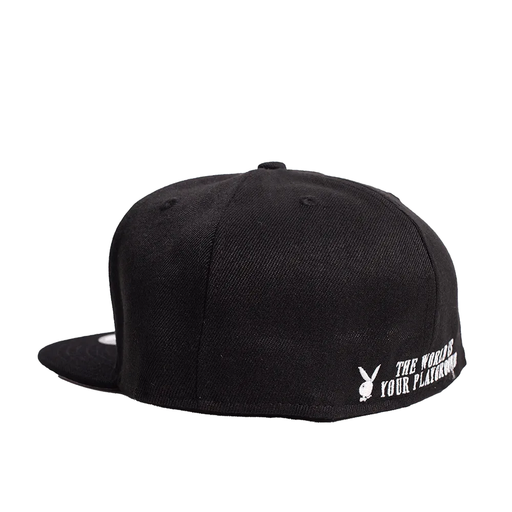 PLAYBOY THE WORLD IS YOUR PLAYGROUND BLACK FITTED HAT