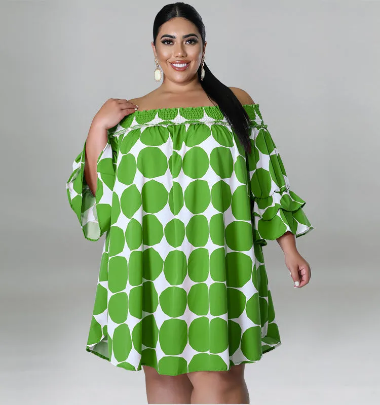 Playful Off-Shoulder Polka Dot Dress with Flowy Sleeves