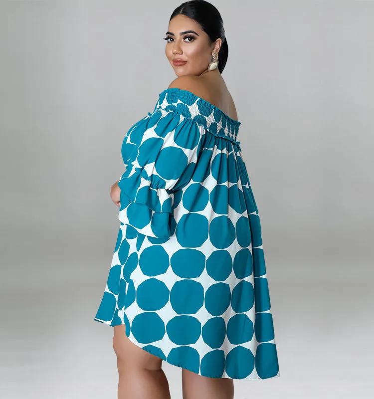 Playful Off-Shoulder Polka Dot Dress with Flowy Sleeves