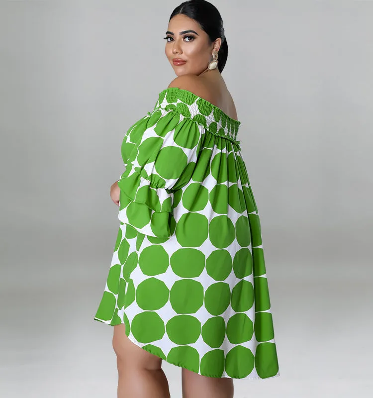 Playful Off-Shoulder Polka Dot Dress with Flowy Sleeves