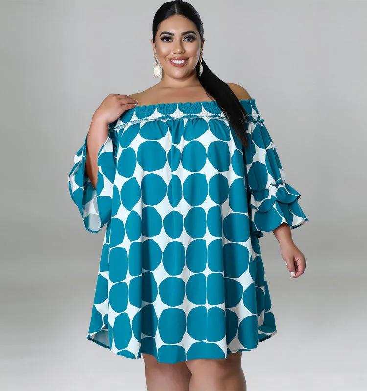 Playful Off-Shoulder Polka Dot Dress with Flowy Sleeves