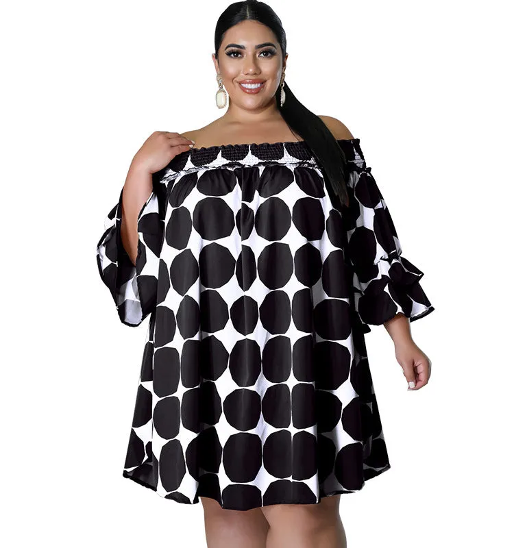 Playful Off-Shoulder Polka Dot Dress with Flowy Sleeves