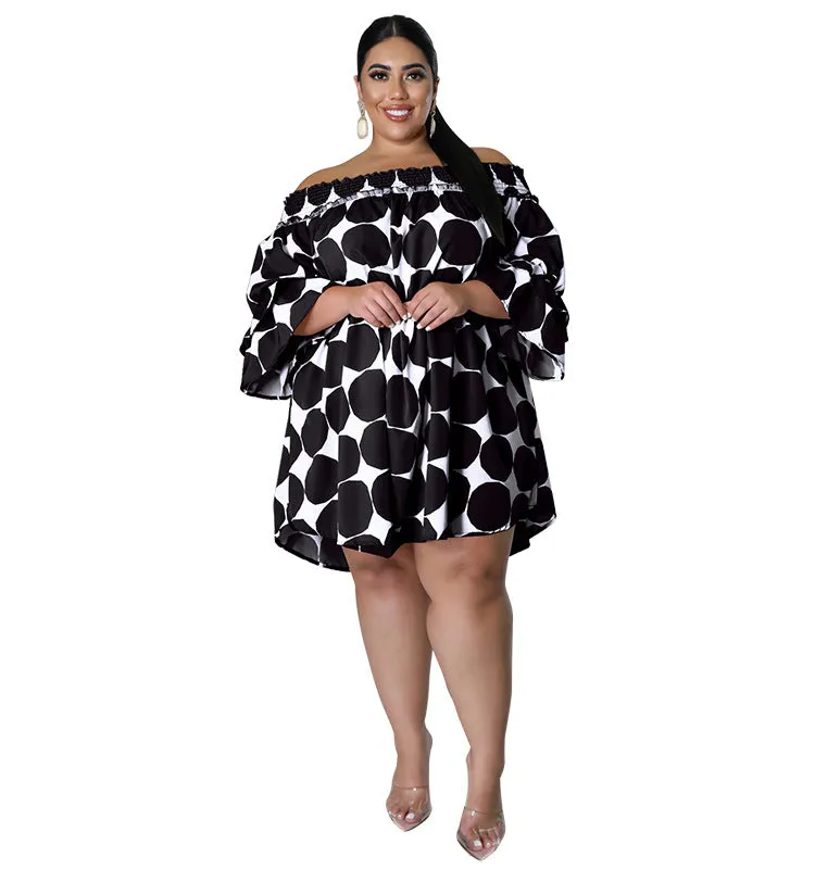 Playful Off-Shoulder Polka Dot Dress with Flowy Sleeves