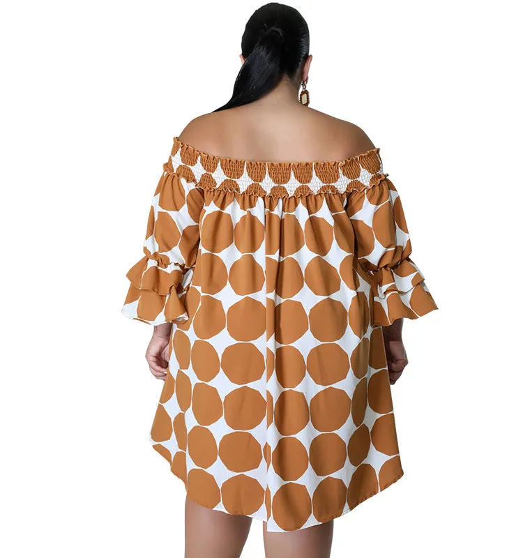 Playful Off-Shoulder Polka Dot Dress with Flowy Sleeves