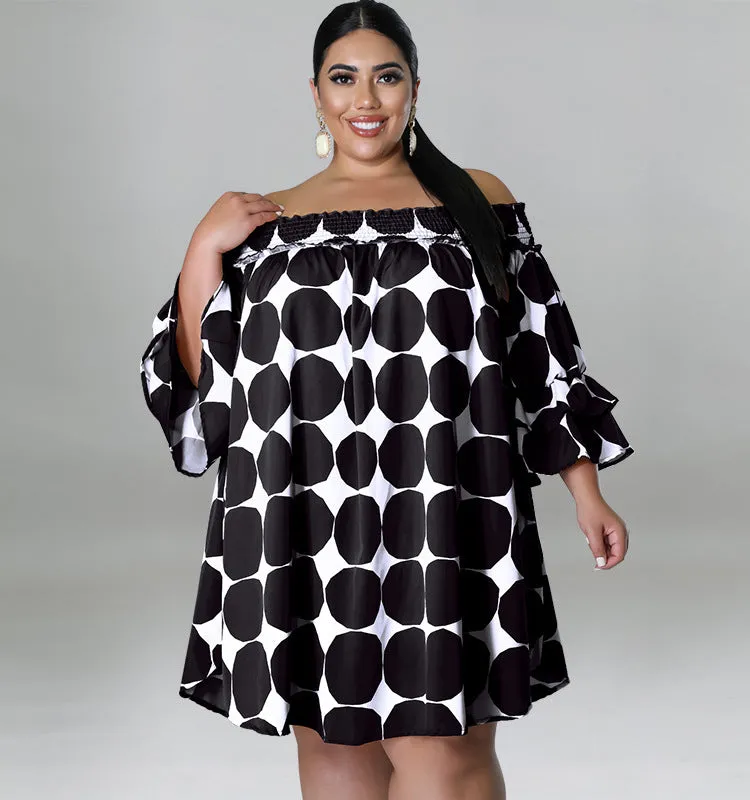 Playful Off-Shoulder Polka Dot Dress with Flowy Sleeves