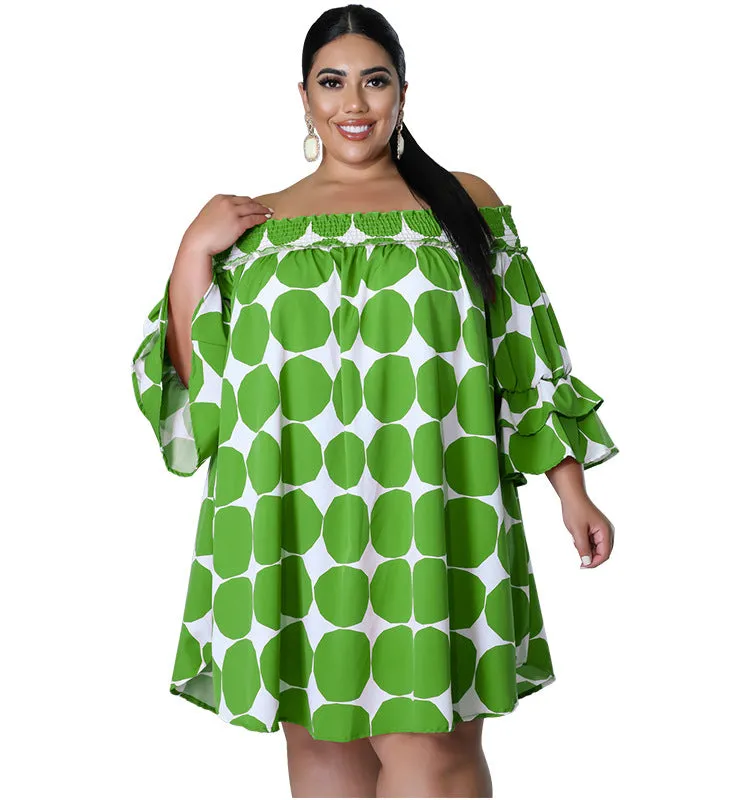 Playful Off-Shoulder Polka Dot Dress with Flowy Sleeves