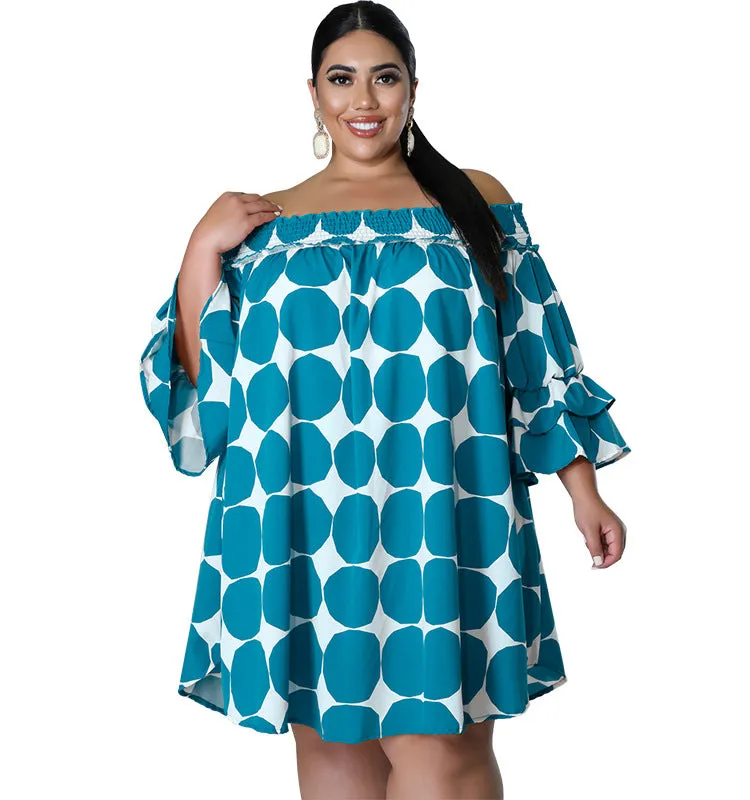 Playful Off-Shoulder Polka Dot Dress with Flowy Sleeves