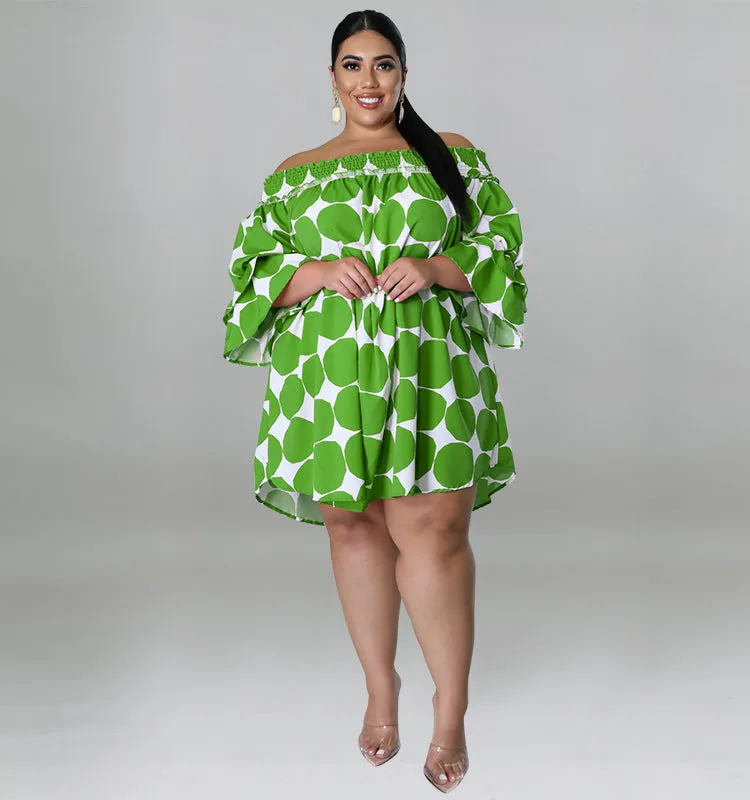 Playful Off-Shoulder Polka Dot Dress with Flowy Sleeves