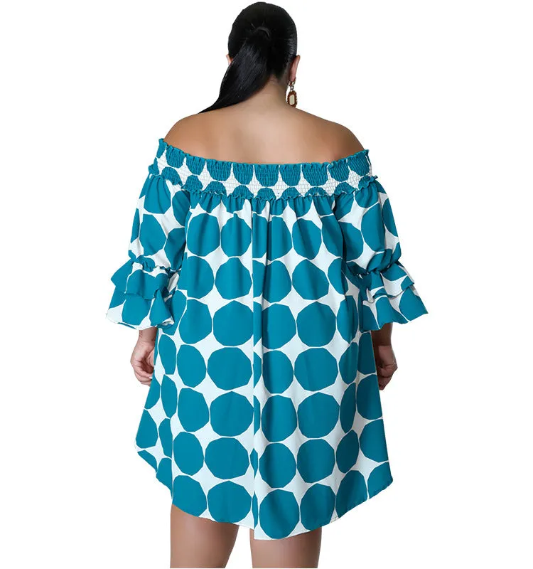 Playful Off-Shoulder Polka Dot Dress with Flowy Sleeves