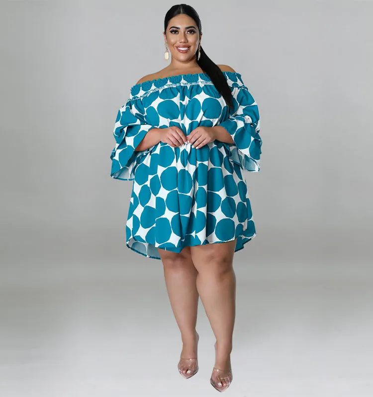 Playful Off-Shoulder Polka Dot Dress with Flowy Sleeves