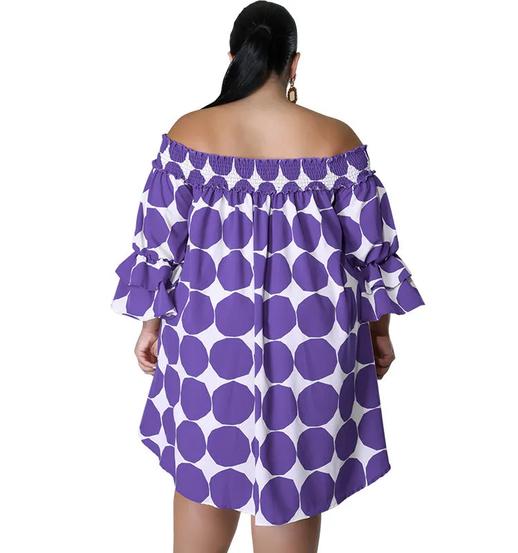 Playful Off-Shoulder Polka Dot Dress with Flowy Sleeves
