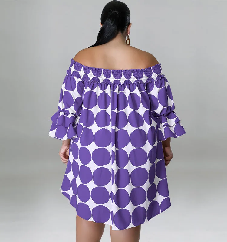 Playful Off-Shoulder Polka Dot Dress with Flowy Sleeves