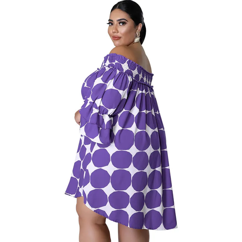 Playful Off-Shoulder Polka Dot Dress with Flowy Sleeves