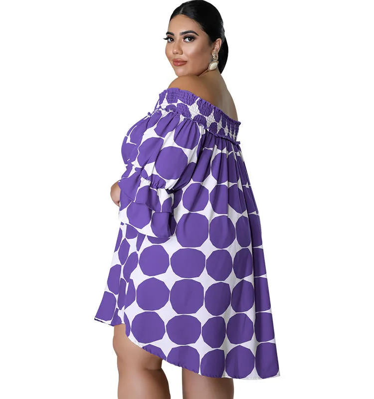 Playful Off-Shoulder Polka Dot Dress with Flowy Sleeves