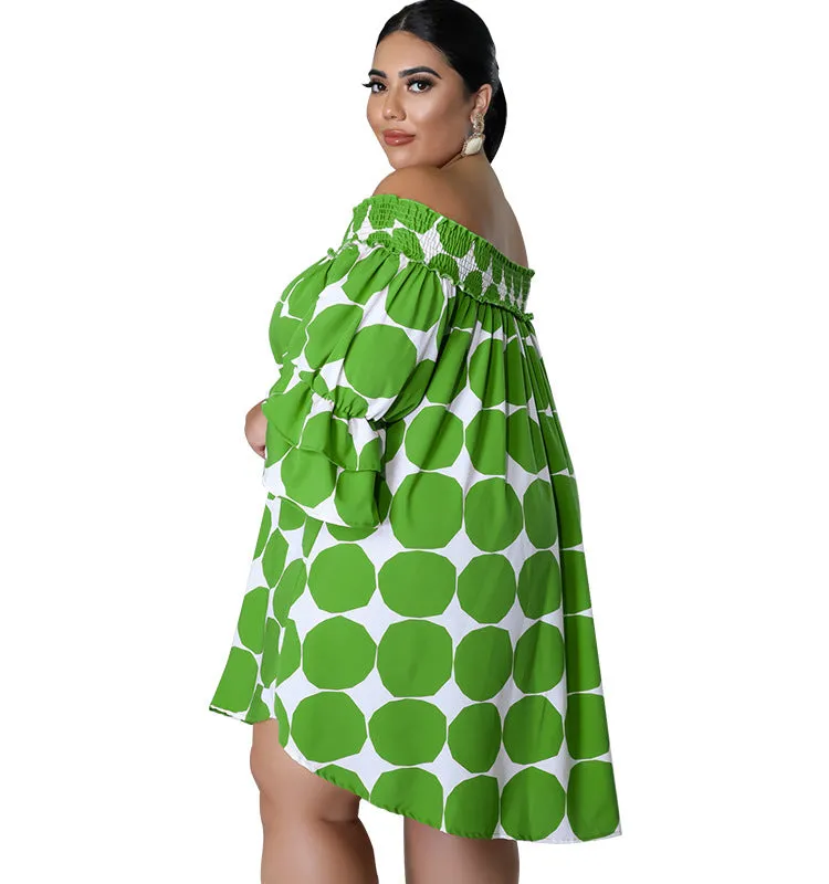 Playful Off-Shoulder Polka Dot Dress with Flowy Sleeves