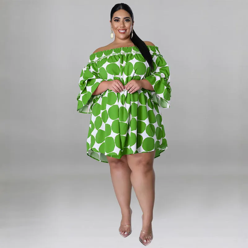 Playful Off-Shoulder Polka Dot Dress with Flowy Sleeves