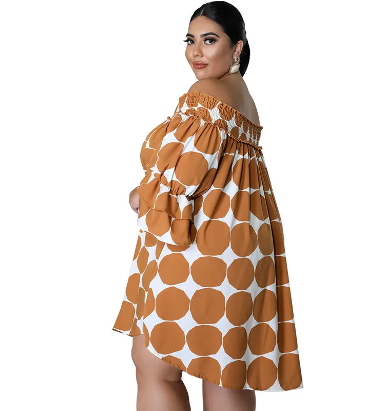 Playful Off-Shoulder Polka Dot Dress with Flowy Sleeves