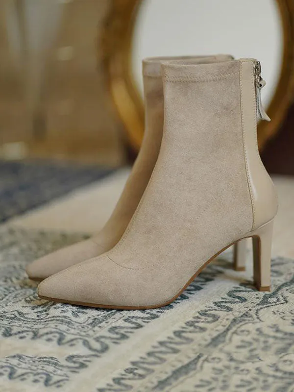 Pointed-Toe Split-Joint Zipper Boots Sock Boots