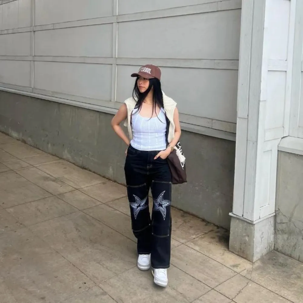 "Urban Star Embroidery Straight Leg" Jeans
