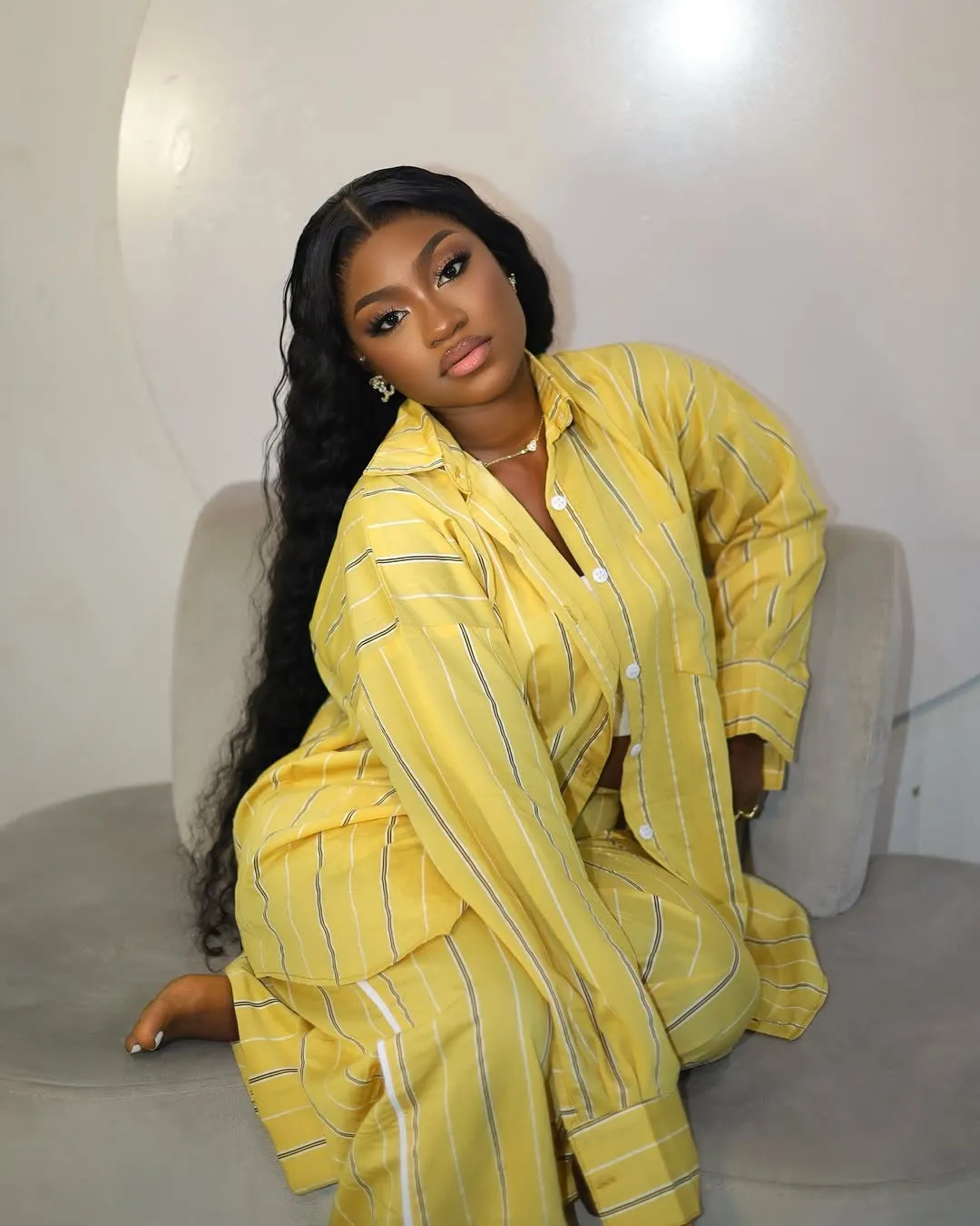 Relaxed Chic Striped Button-Up Shirt and Wide-Leg Pants Set