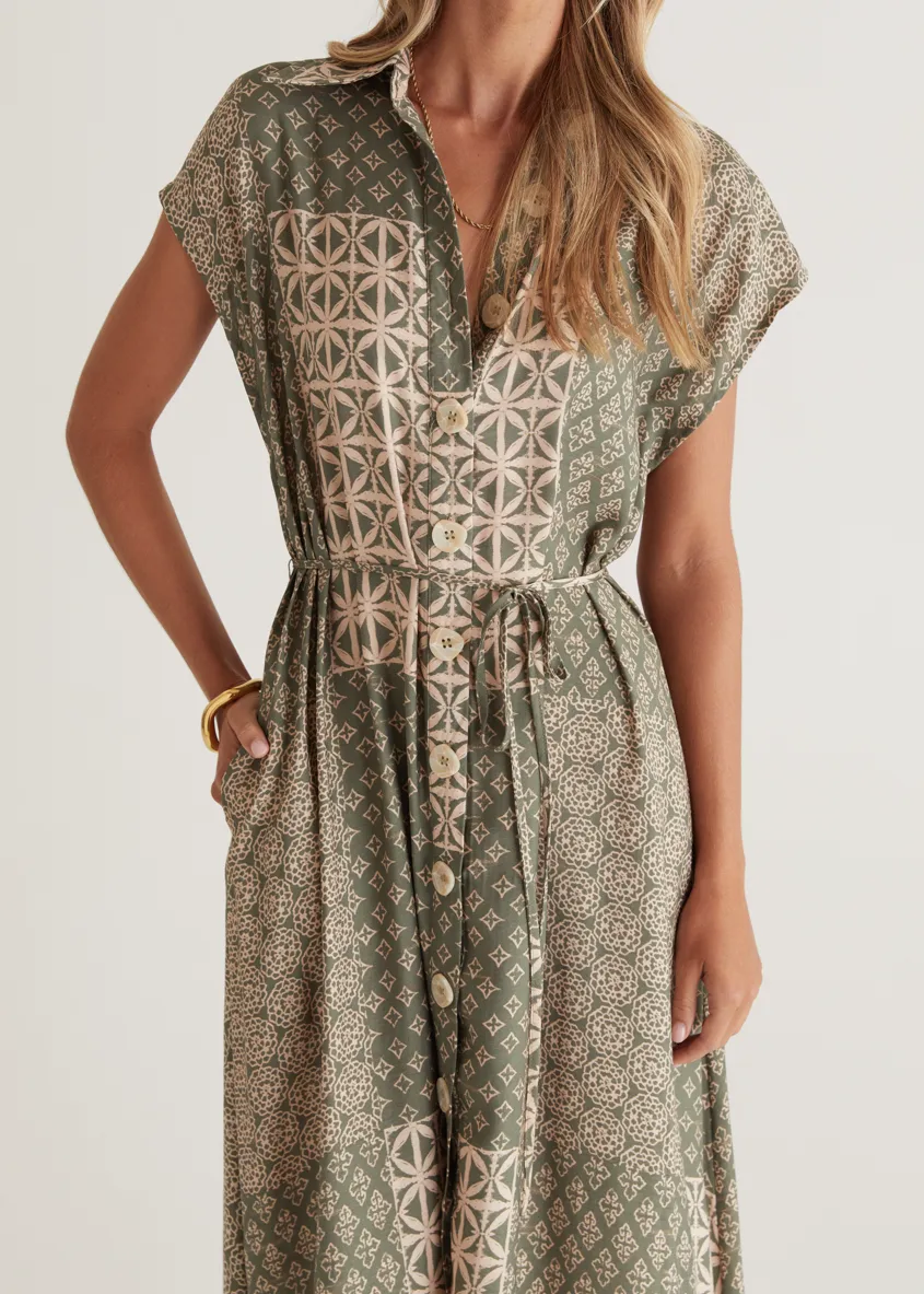 Rococo Maxi Dress - Green Batik